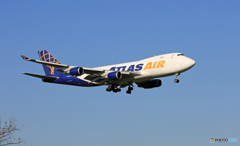 着陸 ATLAS 747-400F　N499MCジャンボ機