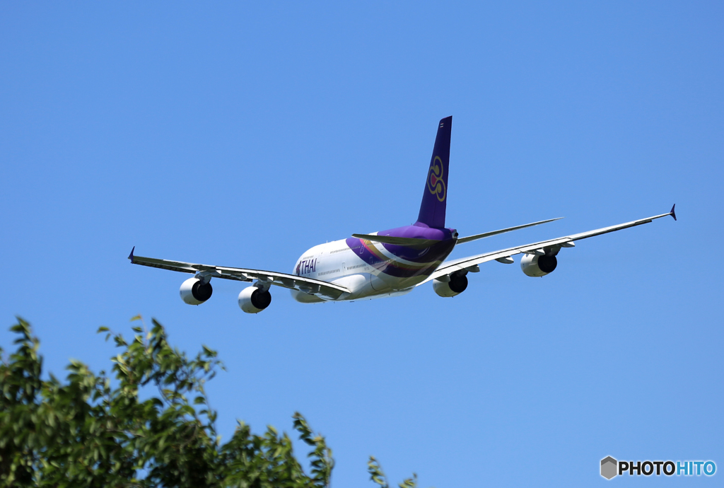 「そらー」 Thai A380-841 HS-TUE 飛び立ち
