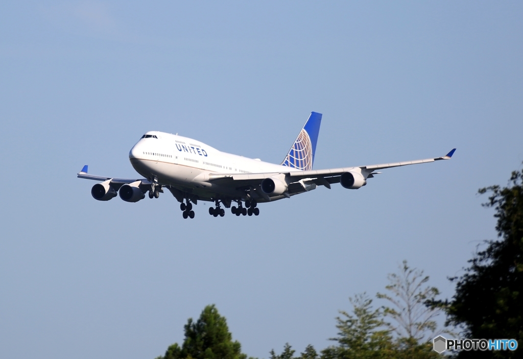 UNITED 747-400  着陸　