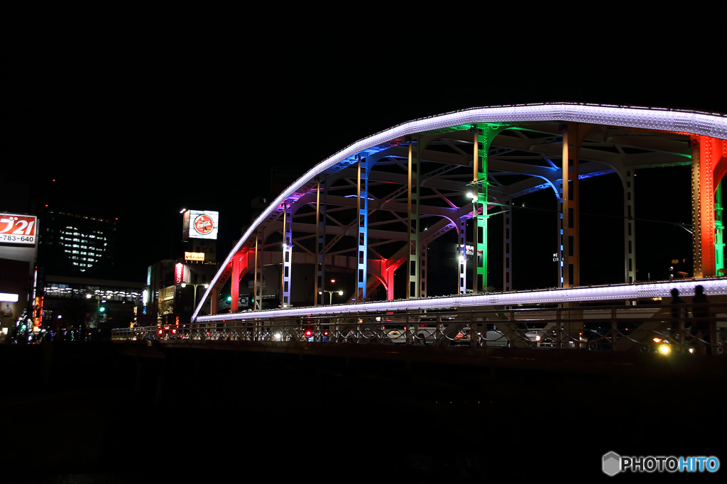 盛岡・開運橋ライトアップ