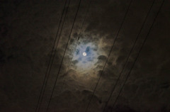 月の周りの雲がちょっとやそっとじゃ行けない様に邪魔をする荒波のよう