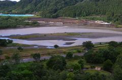 台風一過の相模原市の大島付近の相模川の濁流_6348