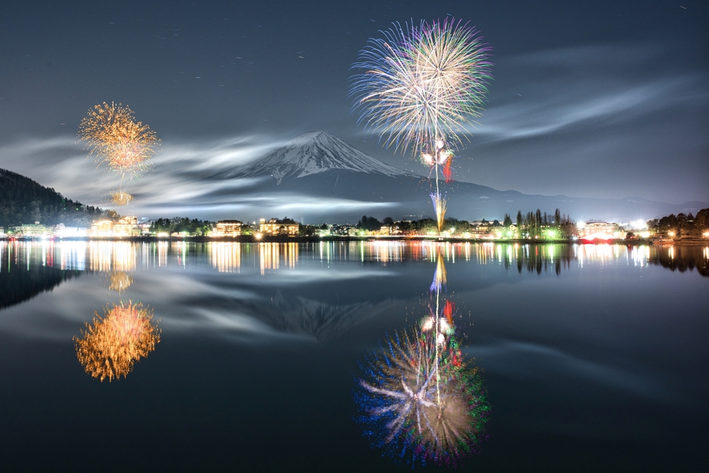 河口湖冬花火2022