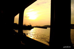 若戸渡船からの夕陽