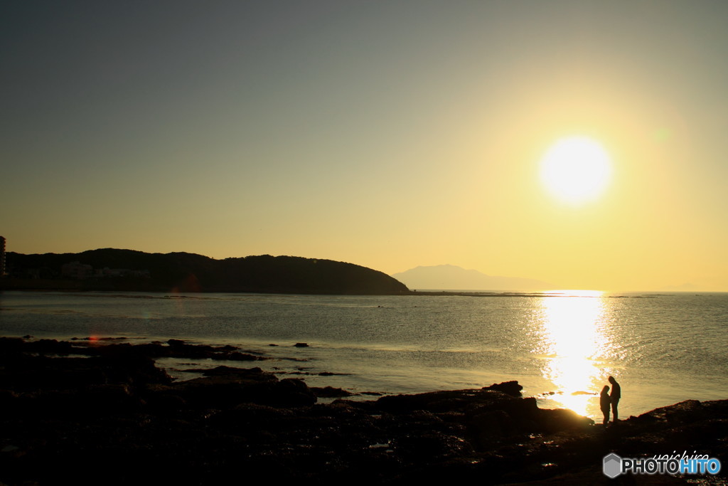 春の夕日
