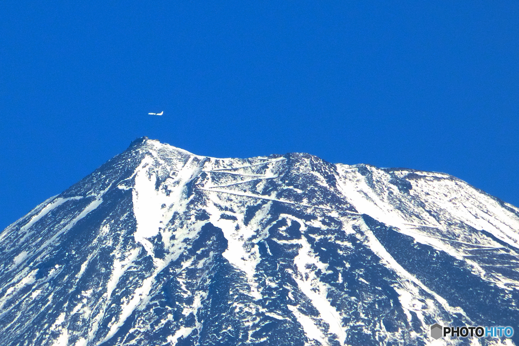飛行機と富士山