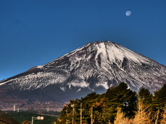 満月と富士山