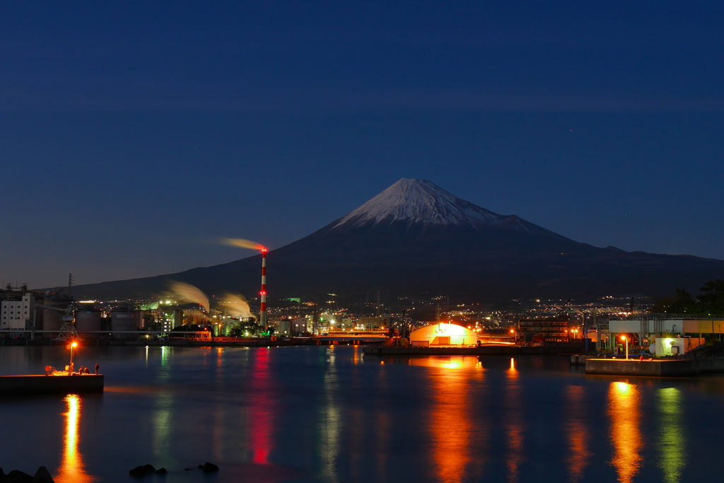 夕照　工場夜景