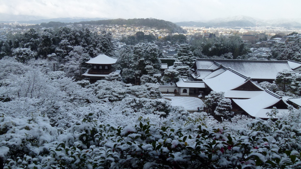 過去画像京都旅行　雪の銀閣寺
