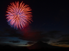 富士山と裾野の花火