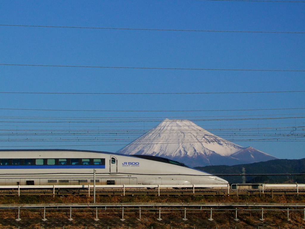500系と富士山