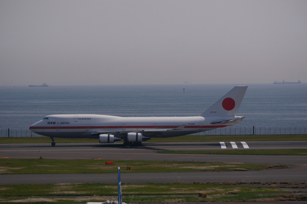 羽田空港　政府専用機到着