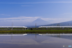 水鏡、Ｎ700系と富士山
