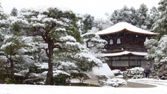 過去画像京都旅行　雪の銀閣寺