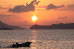 因島大橋の夜明け(3) 190129-484
