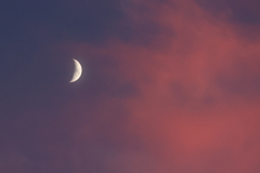 三日月と夕焼け雲　221001-935