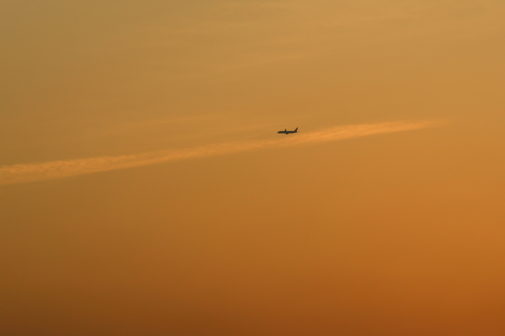 夕焼けの飛行機