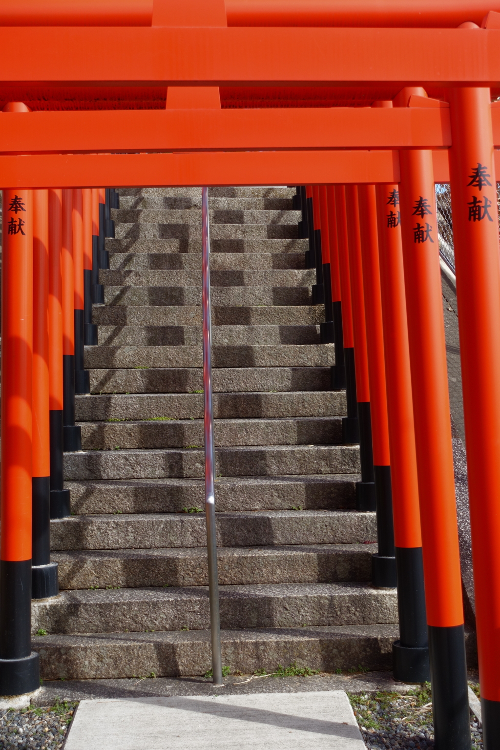 連立大鳥居(2) 240216-038　市松模様の陰