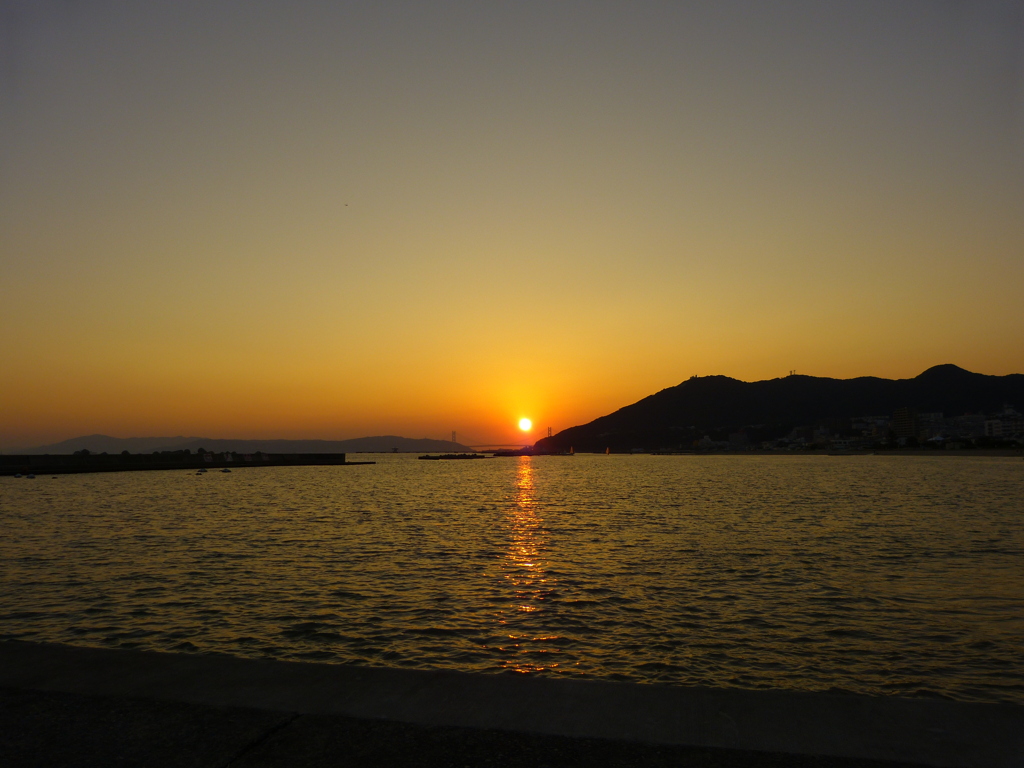 須磨海岸の夕日05