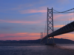 夕焼け明石海峡大橋