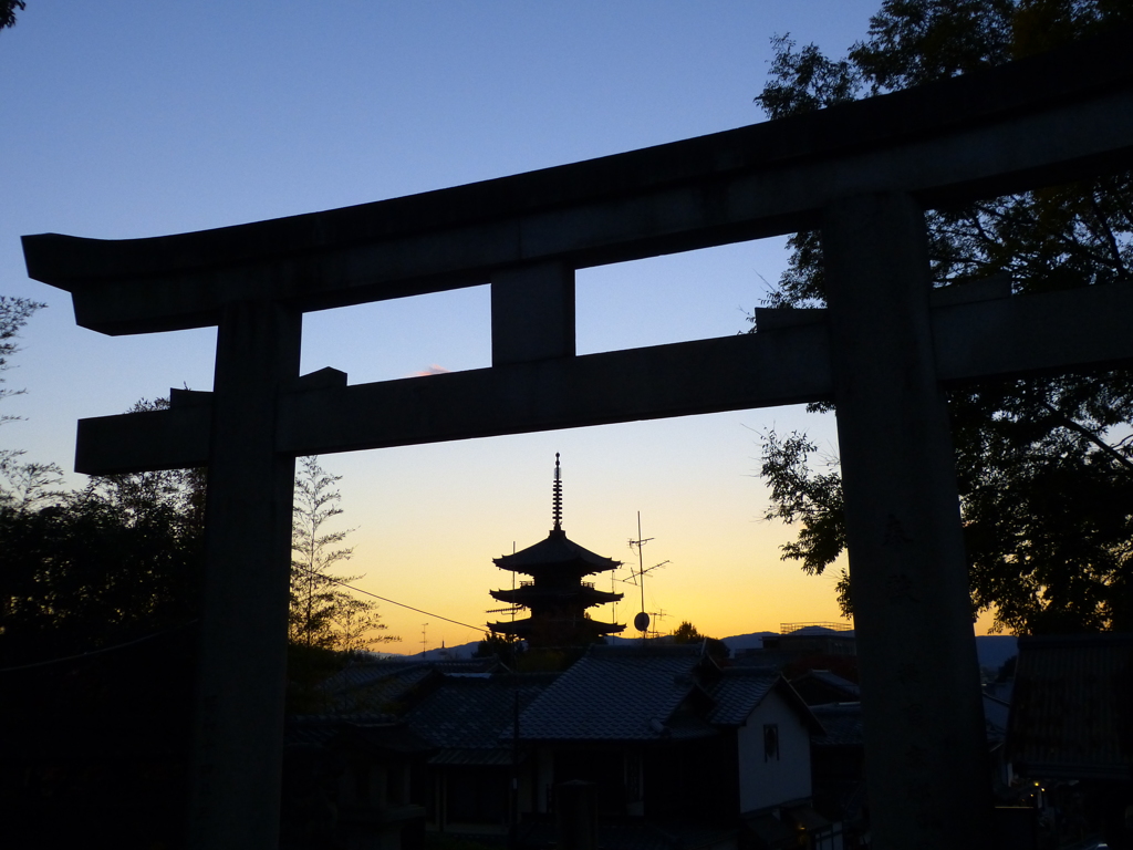 京の夕暮れ