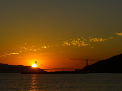 明石海峡の夕日