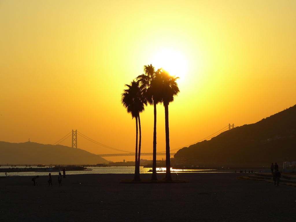 須磨海岸の夕日02