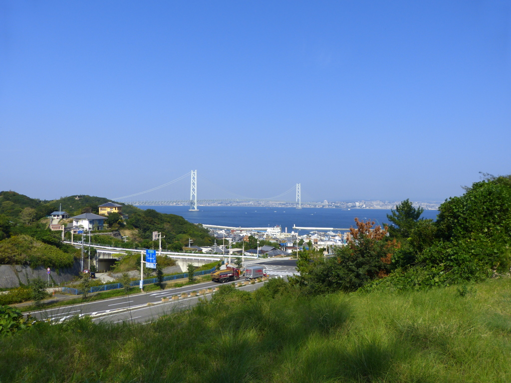 淡路I.Cから明石海峡大橋