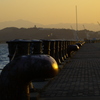港の夕日