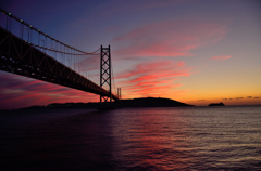 夕焼け明石海峡大橋