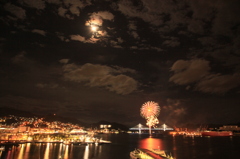 月と花火と海と祭り