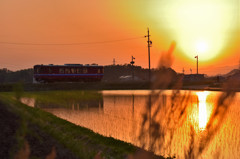 富田さんちの田んぼの夕陽