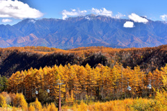 晩秋のおんたロープに木曽駒ケ岳