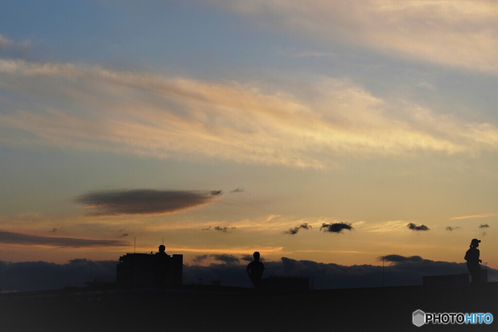 夕景を走る、、、。