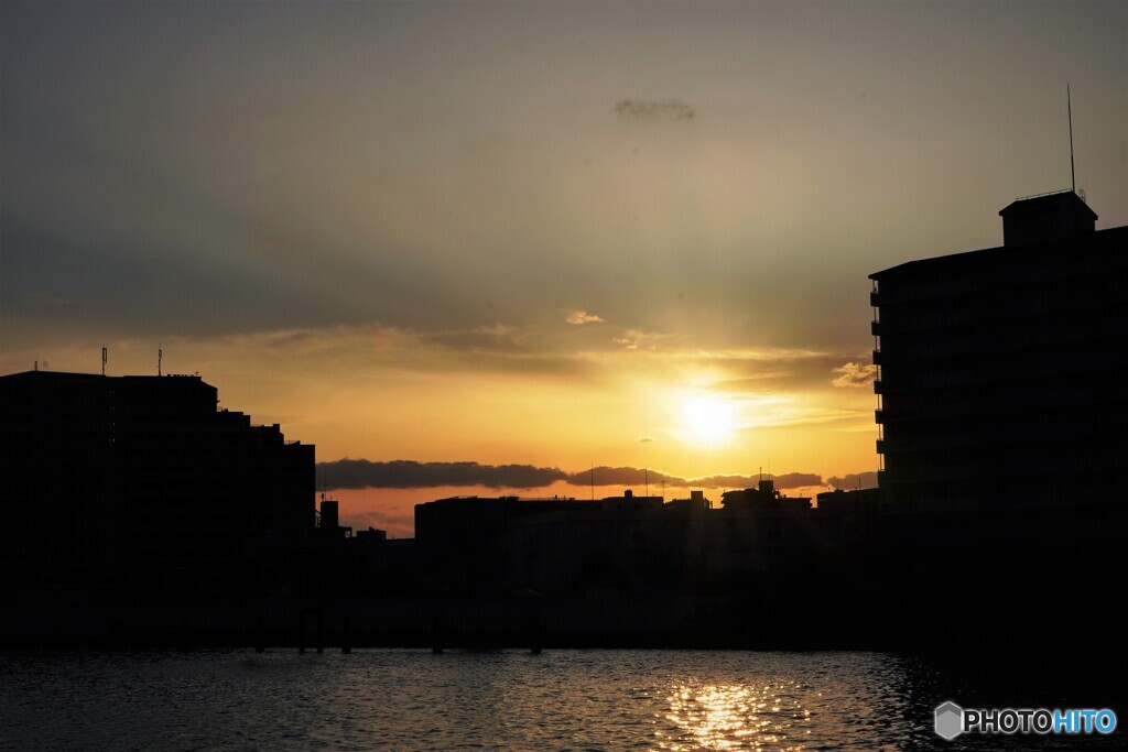 隅田川の夕日。