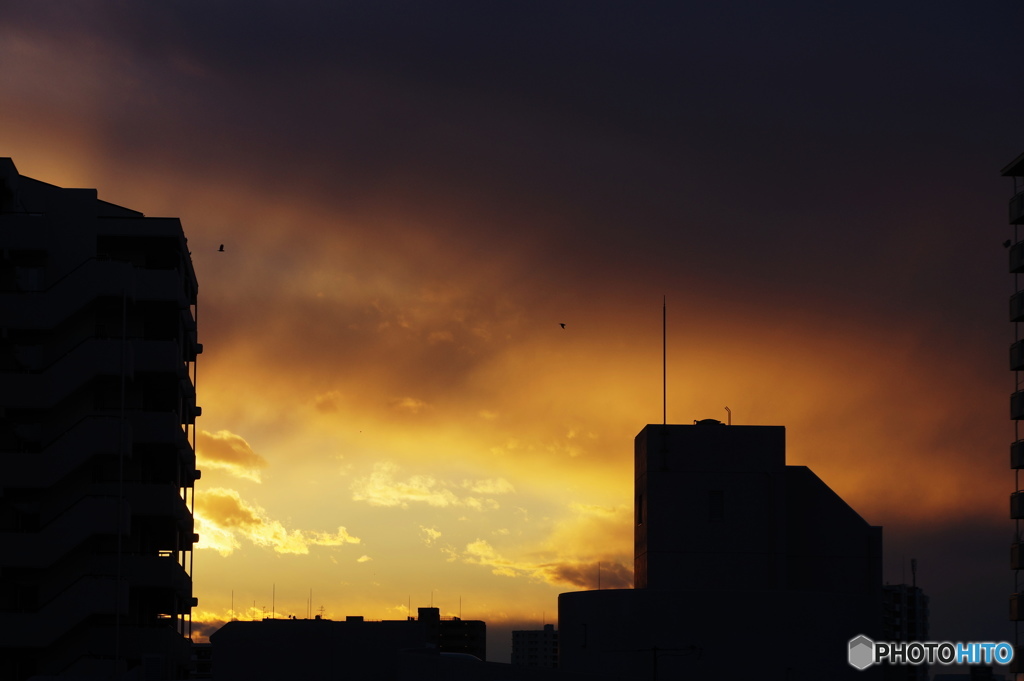 ベットタウンの夕焼け