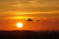 響灘に落ちる夕日