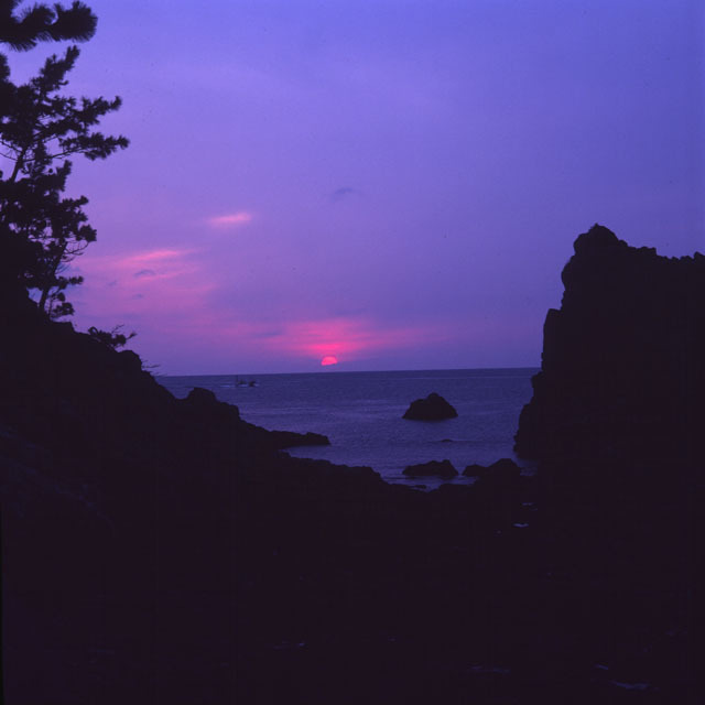 天草下田温泉海岸から見た夕日