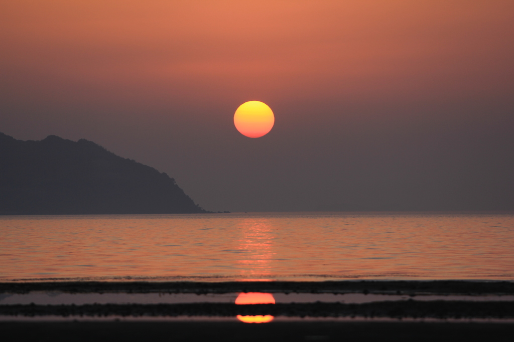 海岸寺の夕日　②