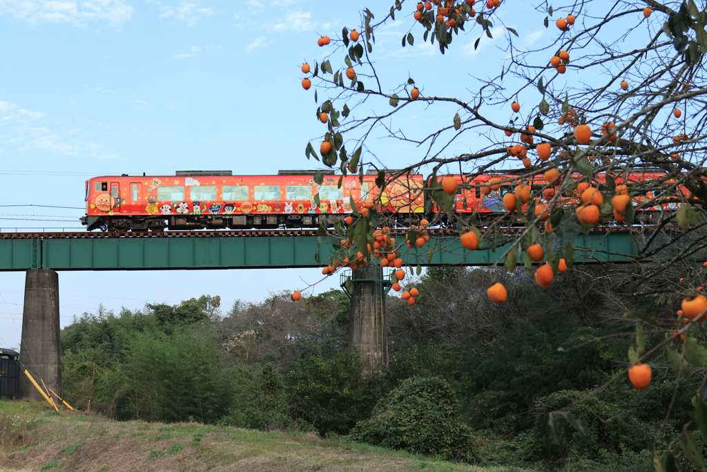 柿とアンパンマン列車