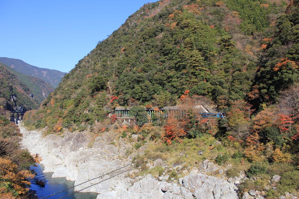紅葉の中を走る南風号