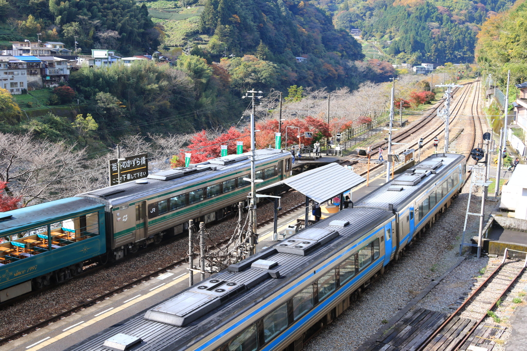 紅葉の大歩危駅