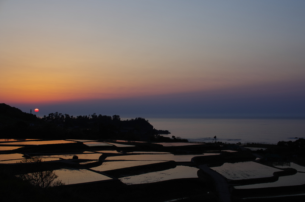棚田夕照