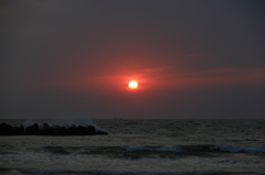 綾羅木海岸の夕日