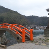 島根県　弁天さんの赤い鳥居・石灯篭