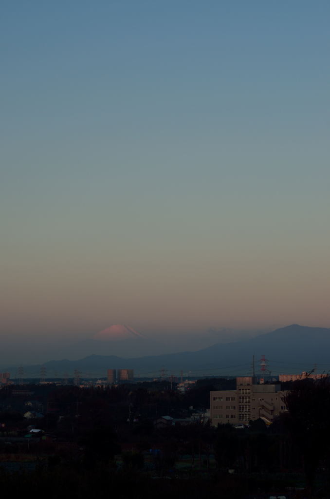 朝焼けと富士山