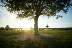 河川敷サイクリング