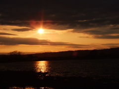 宮島沼からの夕陽
