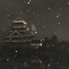 雪の舞う松本城-2