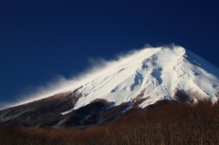 富士山頂と山旗雲